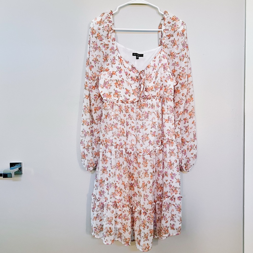 NWOT White, pink and orange floral Ever After dress (L) from Nordstrom Rack